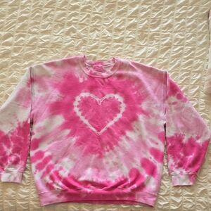 Pink Tie-Dye Heart Sweatshirt